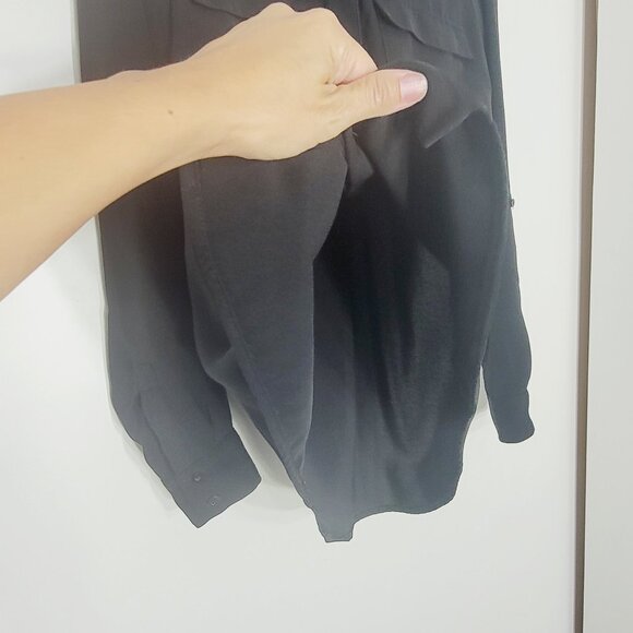 Catherine Malandrino Black Pocket Relaxed Fit Blouse Button Down Business Causal - Picture 4 of 12